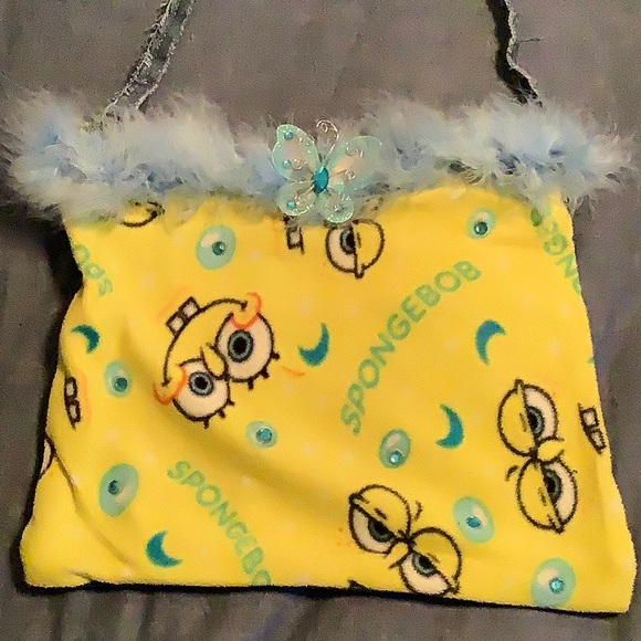 n/a Handbags - Jean mini purse with Sponge-Bob and blue rhinestones